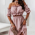 Floral Print Elegant Sexy Off Should Two Pieces