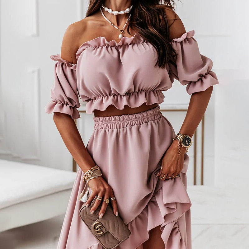 Floral Print Elegant Sexy Off Should Two Pieces