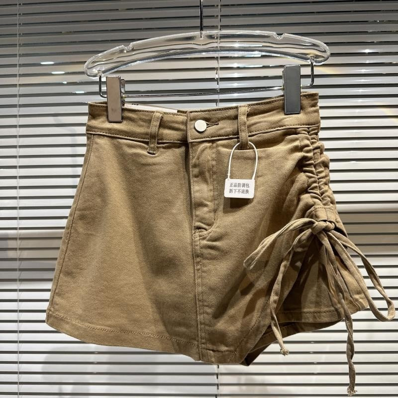 PREPOMP 2023 Spring New Arrival Bandage Drawstring Denim Shorts Skirt Women GH192