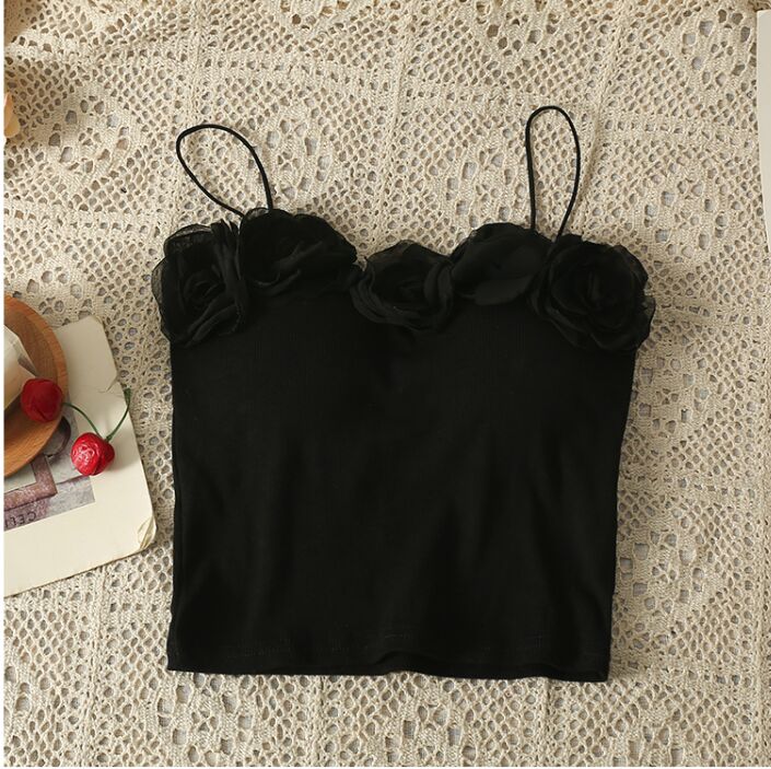 3D Flowers Padded Sleeveless Shirt