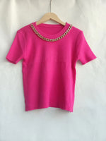 Summer French Style Chic Chain Neck Tees
