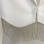 Long Sleeve Diamond Tassel Short Jacket Mini Skirt