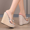 Women&#39;s Sexy Slippers Fashion High Heels 15CM Slippers Slope Heels Rhinestones wedges plus size