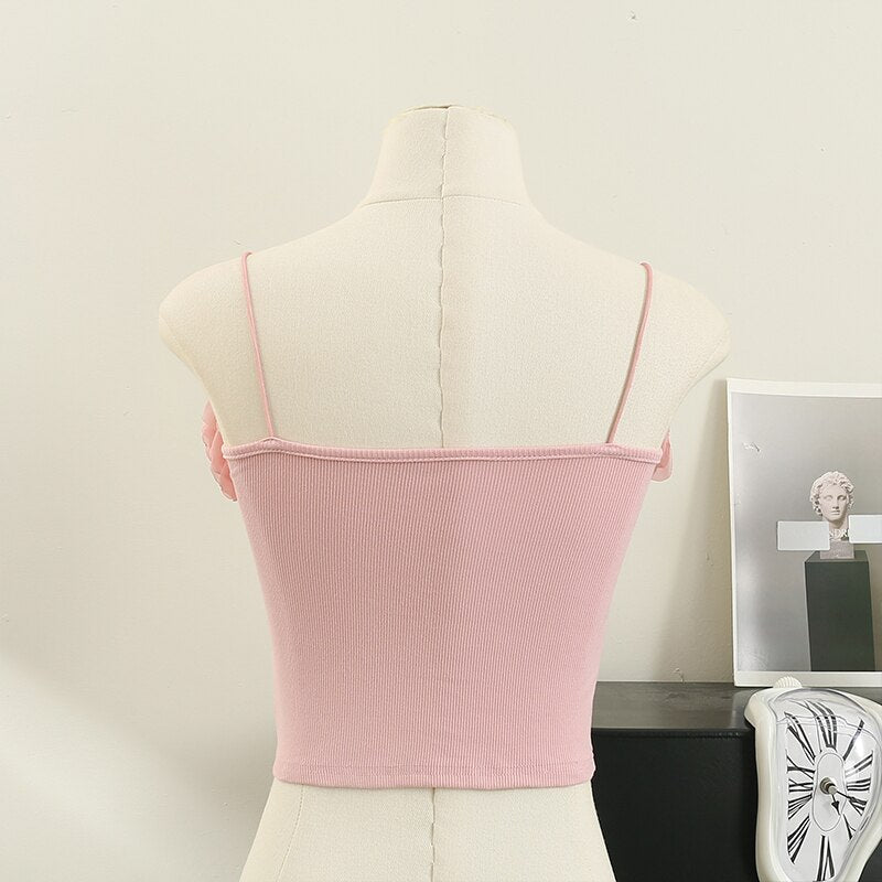 3D Flowers Padded Sleeveless Shirt