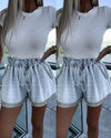 New Fashion 2023 Summer Casual Bottom Rhinestone Pocket Design Denim High Waist Shorts Female Clothing Outfits