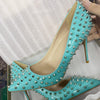 Heelgoo Shiny Spikes Women Patent Pink Pointy Toe Sexy High Heel Party Shoes Rivets Studs Ladies Slip On Stiletto Pumps 8-12cm