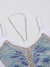 Sexy Spaghetti Strap Beaded Butterfly Bodycon Bandage Mini Dress Summer White V-Neck Sleeveless Dress Evening Party Club Outfit