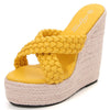 Women&#39;s Large 34-43 Wedge Heel Slippers Design Fashion Daily 15CM Textile Slippers