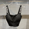 PREPOMP 2022 Summer New Arrival Sleeveless Metal Chain Strap Chest Padded Slim Tank Top Vest Women Crop Tops GE491