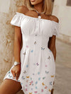 Casual Mini Dress Off Shoulder Button Design