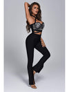 Sexy Spaghetti Strap Lace Bodycon Bandage Jumpsuit Elegant Black Full Length Cropped Top Pants Bandage Set Nightclub Party Set