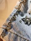 Denim Shorts New High Waist Diamonds Pentagram