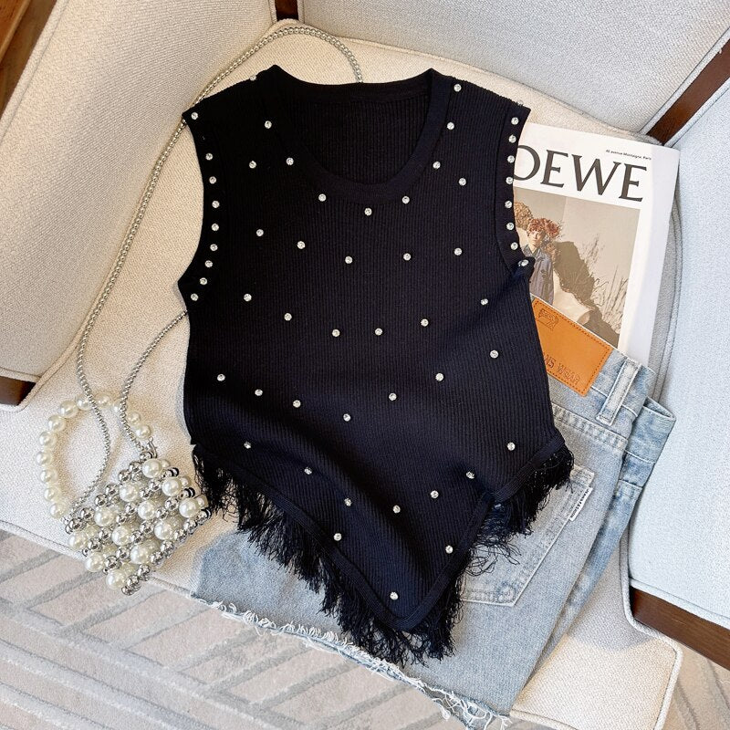 Stylish Chic Sleeveless O-neck Knitwear