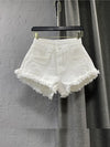 White High Waist Denim Shorts Women'S Tassel Raw Edge Loose Wide-Leg Hot Pants 2022 Summer Fashion Korean Women'S Clothing
