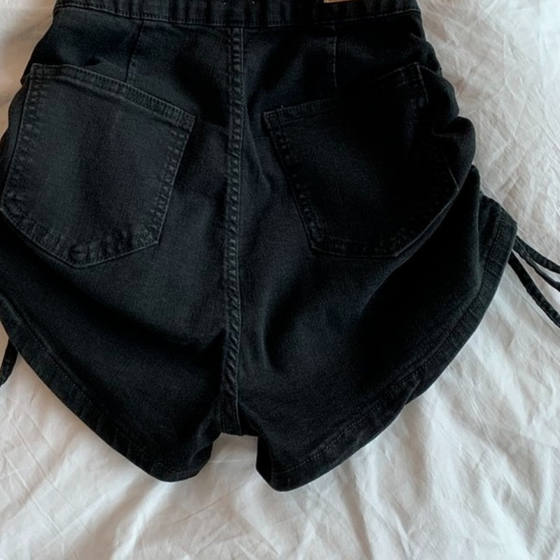 Shorts Women Retro Streetwear Trendy Femme Popular Ulzzang Shirring Comfortable Leisure All-match Newly High Waist Design Chic