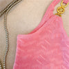 Pink Sexy Slim Knit Vests Crop Tops Women 2023 Summer Sleeveless Gold Buckles Stylish Fashion Chic Knitwear Sweaters Vests