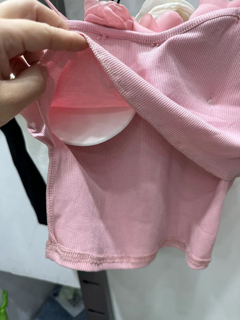 Summer Basic Crop Top Women Patched Fake Diamonds Padded Soft Velour Tanks Sleeveless Tee Top Camisole With Bra