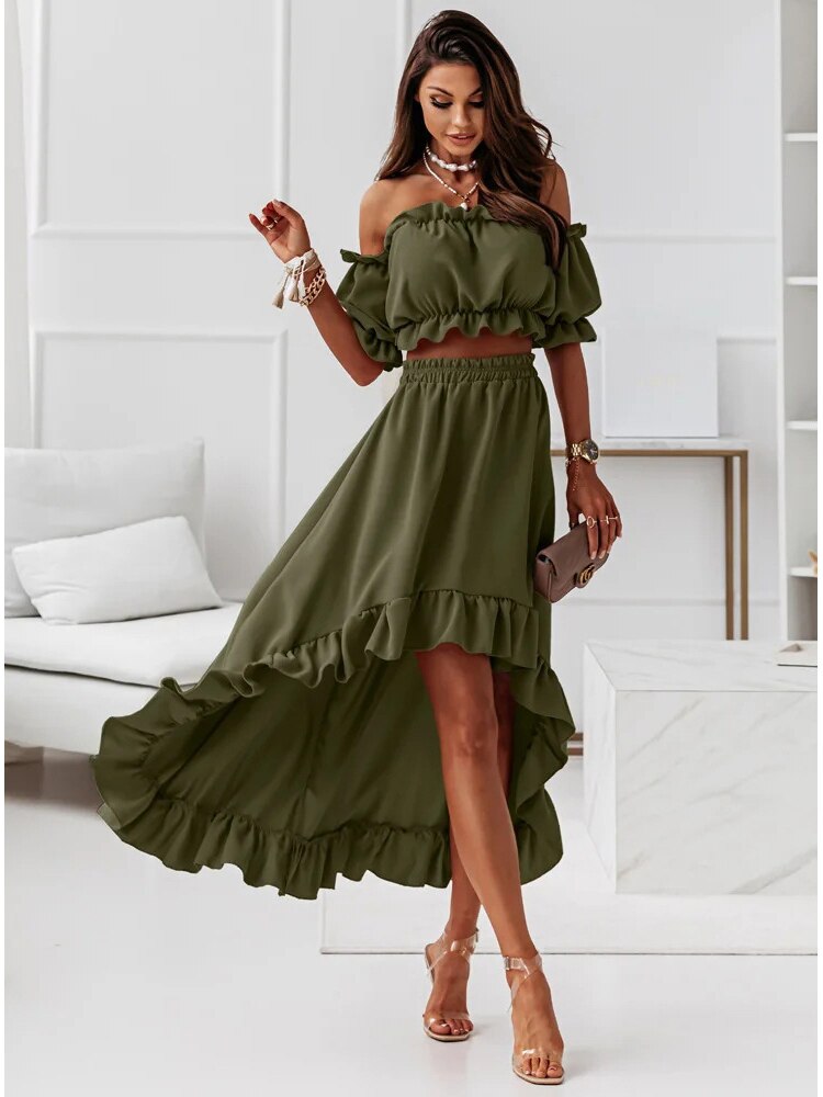 Floral Print Elegant Sexy Off Should Two Pieces