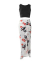 Floral Drawstring Slit Thigh Skirt Set 2pcs
