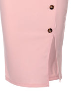 Button Decor Top & Split Skirt Set