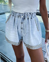 Summer Rhinestone Denim High Waist Shorts