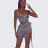 Shiny Crystal Tassel Mini Dress - Sabreeonline