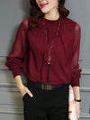 Chiffon Long Sleeve Stand Neck Work Wear - Sabreeonline