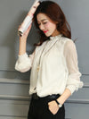Chiffon Long Sleeve Stand Neck Work Wear - Sabreeonline