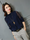 Chiffon Long Sleeve Stand Neck Work Wear - Sabreeonline