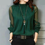 Chiffon Long Sleeve Stand Neck Work Wear - Sabreeonline