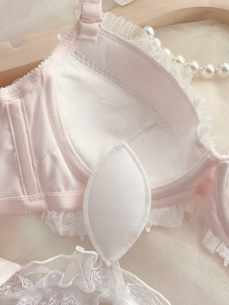 Steel ring push up bra set pure desire wind big cup girl underwear embroidery lace large size lingerie with panties set - Sabreeonline