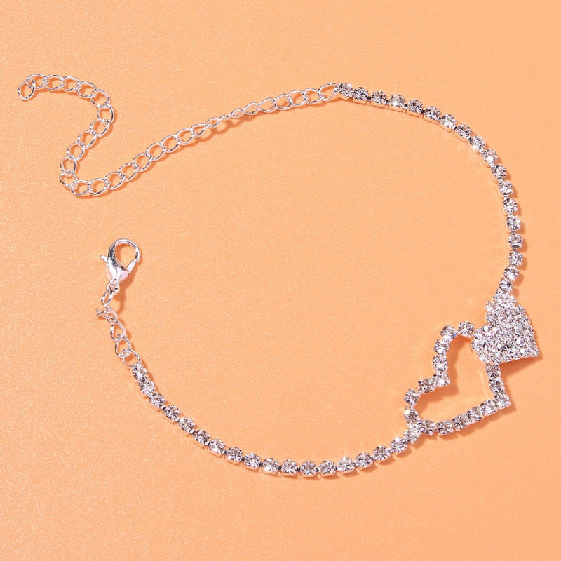 Fashion Heart Rhinestone Anklets - Sabreeonline