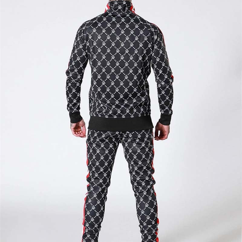 Sportsuits Set Men 2019 Brand Fitness Suits autumn Men Set Long Sleeve stripe Hoodies+Pants Gyms Casual Sportswear Suit - Sabreeonline
