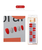 Set Shiny Matte Nail Tips with Designs Reusable Press - Sabreeonline