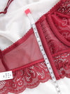 Retro charming red one-piece underwear women confused lace rivet gathered bra bridal wedding suit bodysuit lingerie sets - Sabreeonline
