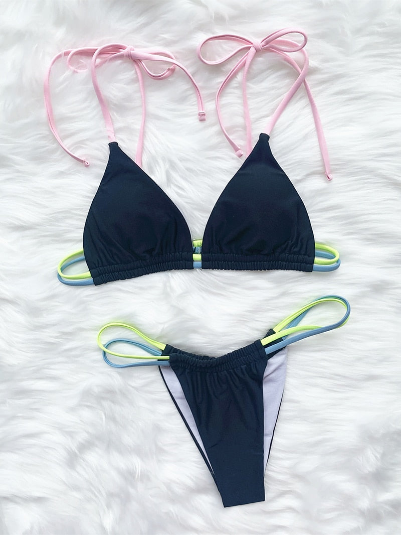 Solid Color Sexy Micro Mini Bikini Set