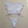 Swimwear Women Short Cap Sleeve Snake Print Bikini 2020 Female Swimsuit Stripe Two Pieces String Thong Biquini Set Bathing Suit - Sabreeonline