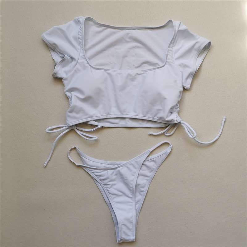 Swimwear Women Short Cap Sleeve Snake Print Bikini 2020 Female Swimsuit Stripe Two Pieces String Thong Biquini Set Bathing Suit - Sabreeonline