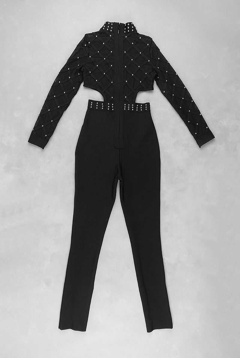 Long Sleeve Beaded Lace Bodysuit - Sabreeonline