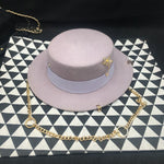 British Flat Top Hat Chain Strap and Pin Fedoras - Sabreeonline