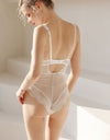 Wriufred Less ladies underwear gathered thickened bra sexy lace transparent sling bodysuit hollow beautiful back lingerie set - Sabreeonline