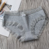 Women's Seamless Cotton Underwear Sexy Low Waist Lace Ruffle Briefs Solid Color Stretch Underpants Breathable Intimates Lingerie - Sabreeonline