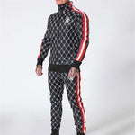 Sportsuits Set Men 2019 Brand Fitness Suits autumn Men Set Long Sleeve stripe Hoodies+Pants Gyms Casual Sportswear Suit - Sabreeonline