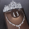 Luxury Heart Crystal Bridal Jewelry Sets Wedding Cubic Zircon Crown Tiaras Earring Choker Necklace Set - Sabreeonline