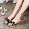 Suihyung Women Flax Slippers Summer Casual Slides Beach Shoes Ladies Indoor Linen Slippers Bohemia Floral Bow Flip Flops Sandals - Sabreeonline