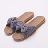 Suihyung Women Flax Slippers Summer Casual Slides Beach Shoes Ladies Indoor Linen Slippers Bohemia Floral Bow Flip Flops Sandals - Sabreeonline