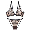 Light luxury embroidery ultra-thin sexy transparent underwear women&#39;s big breasts U-shaped lace bra set summer - Sabreeonline