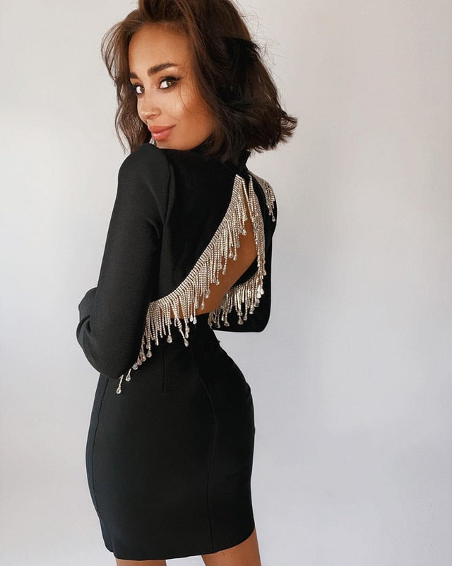 Sparkly Backless Diamonds Dress - Sabreeonline