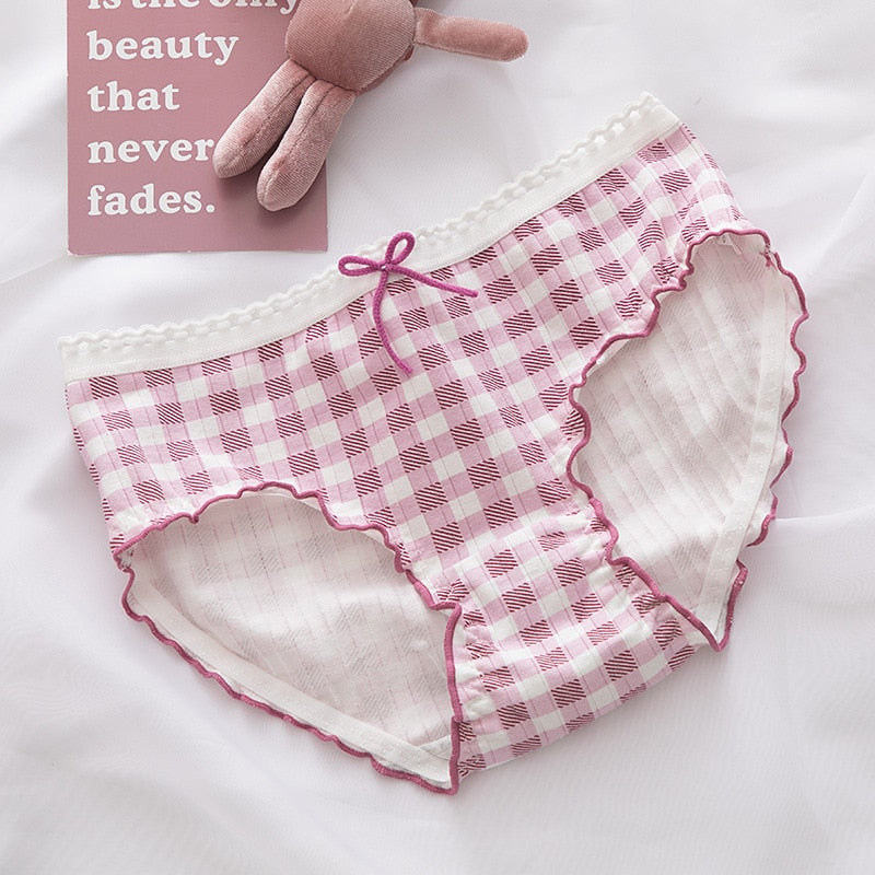 New Women's Underwear Lovely Girl Cartoon Panties Fashion Bow Comfort Briefs Mid Waist Seamless Underpants Female Lingerie - Sabreeonline