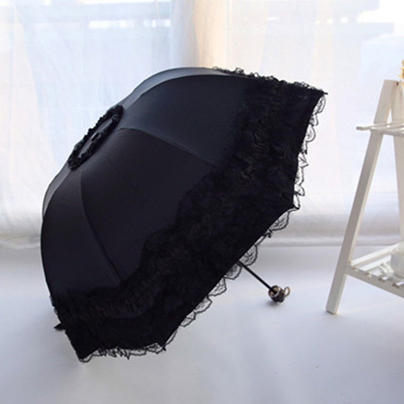 Lace umbrella Christmas sun umbrella women&#39;s parasol ultra light folding uv con proteccion solar sombrillas - Sabreeonline